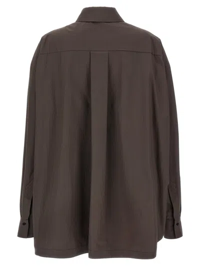 Attico Diana Oversized Cotton Poplin Shirt In Brown