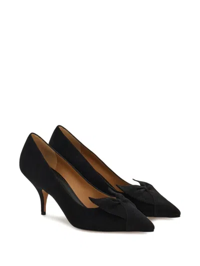 Ferragamo Pointed Toe Stiletto Heel Pumps With Bow In Black