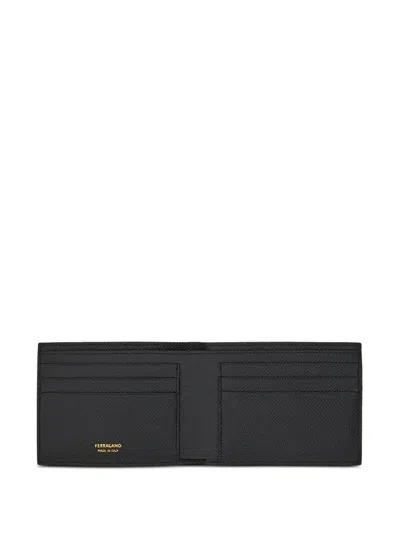 Ferragamo Black Calf Leather Wallet In Black