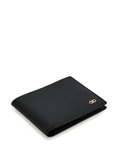 Ferragamo Black Calf Leather Wallet In Black