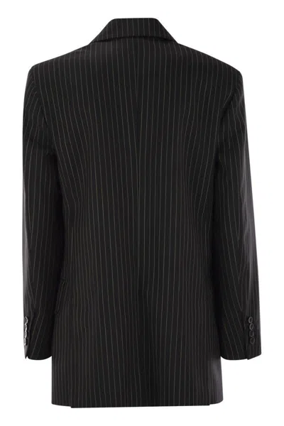 Max Mara Double-breasted Wool Jacket With Pinstripe Design