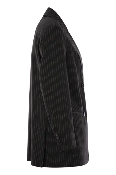 Max Mara Double-breasted Wool Jacket With Pinstripe Design