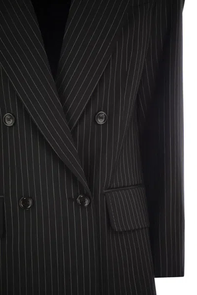 Max Mara Double-breasted Wool Jacket With Pinstripe Design