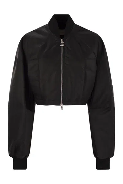Sportmax Cropped Zip-fastening Bomber Jacket In Black