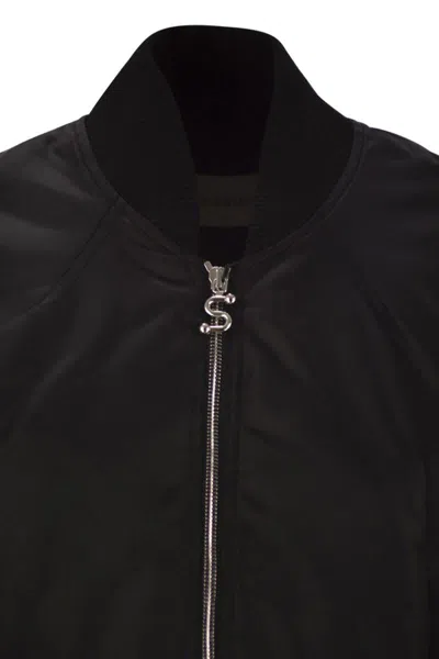 Sportmax Cropped Zip-fastening Bomber Jacket In Black