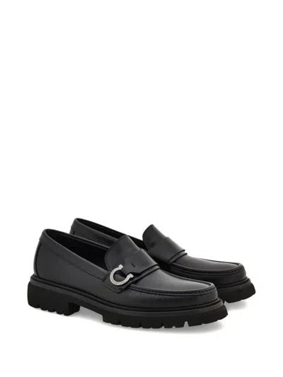 Ferragamo Almond Toe Chunky Sole Loafer In Black