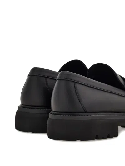 Ferragamo Almond Toe Chunky Sole Loafer In Black