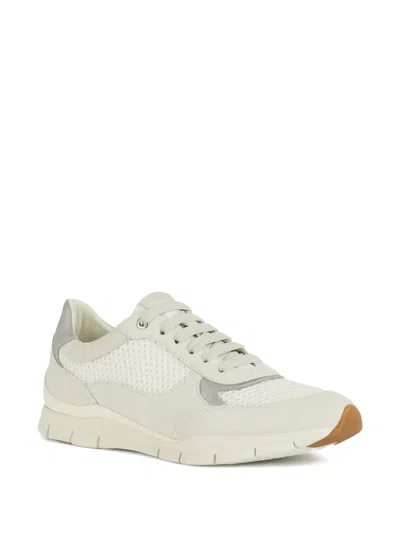 Geox Sukie Mesh-panel Suede Sneakers In White