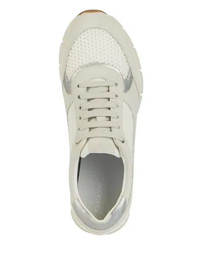Geox Sukie Mesh-panel Suede Sneakers In White