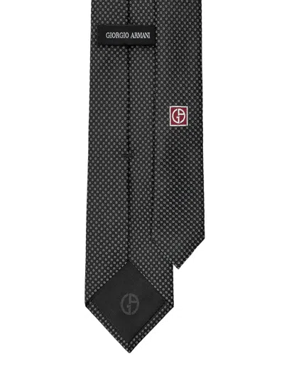 Giorgio Armani Cravate En Soie Et Cachemire Jacquard In Black