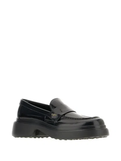 Tod's Leather Loafers With Chunky Sole And Glossy Finish In Black