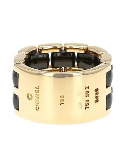 Pre-owned Chanel 18k Yellow Gold Ceramic Ring