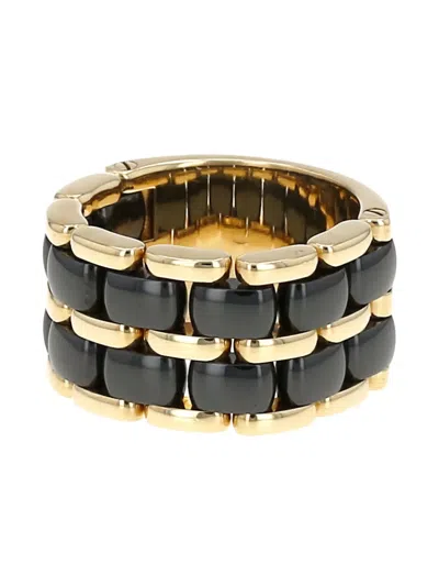 Pre-owned Chanel 18k Yellow Gold Ceramic Ring