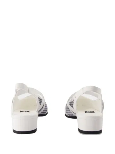 Carel Paris 20mm Sling Back Checked Flat Pumps In White