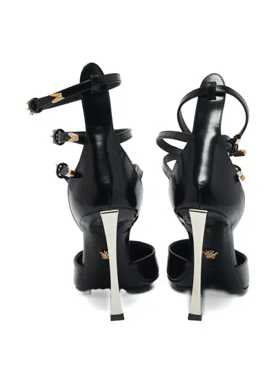 Pre-owned Versace 120mm Pin Point Strappy Pumps In Black