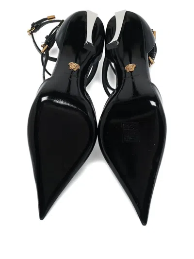 Pre-owned Versace 120mm Pin Point Strappy Pumps In Black