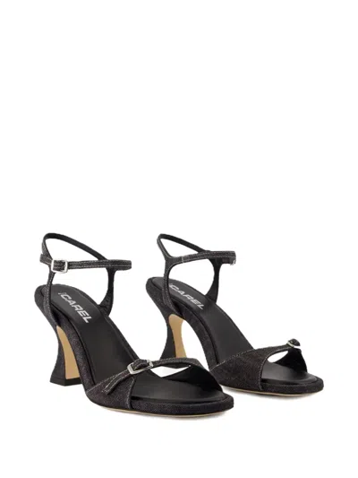Carel Paris 70mm Sling Back Denim Heeled Sandals In Black
