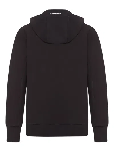C.p. Company Sweatshirts Hooded Open In Diagonal Raised Fleece Clothing In Black
