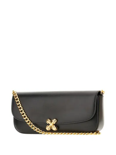 Alexander Mcqueen Black Healthier Small Skull Flower Crossbody Bag