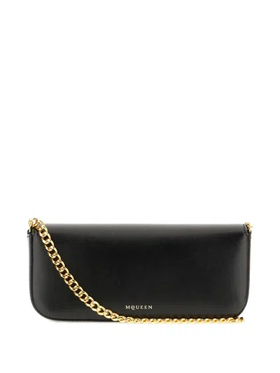 Alexander Mcqueen Black Healthier Small Skull Flower Crossbody Bag