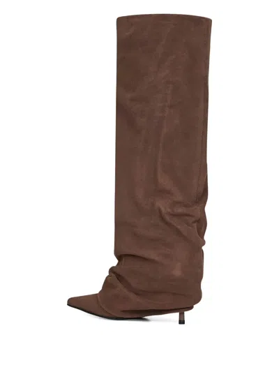 Le Silla 85 Mm Draped-cuff Leather Boots In Brown