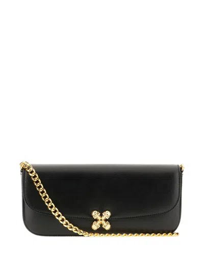 Alexander Mcqueen Black Healthier Small Skull Flower Crossbody Bag