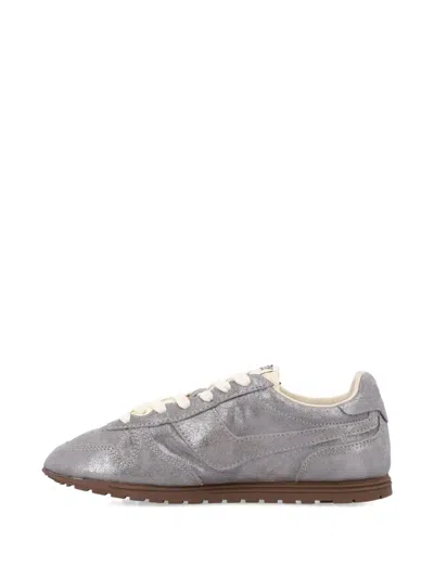 Autry Suede Sneakers With Metallic Finish And Flat Sole In Gray