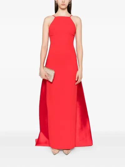 Solace London Ulla Halterneck Train Dress In Red