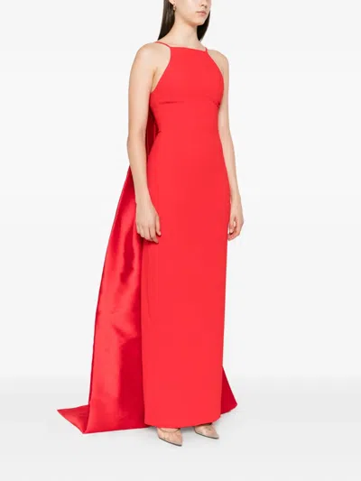 Solace London Ulla Halterneck Train Dress In Red