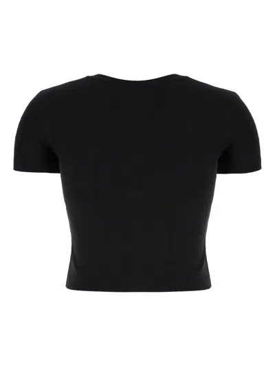 We11 Done Crew Neck Cropped T-shirt With Graphic Print In Black