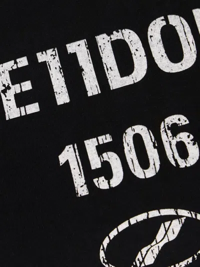 We11 Done Crew Neck Cropped T-shirt With Graphic Print In Black