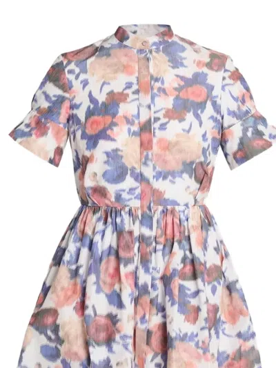Erdem Floral-print Short-sleeve Midi Dress In Pink