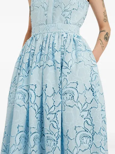 Erdem Floral-lace Midi Skirt - Women's - Polyester/cotton In Blue