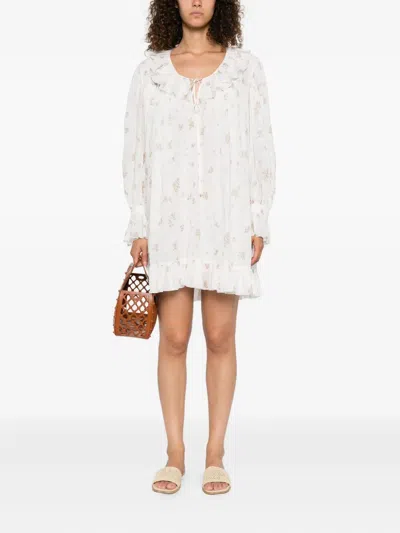 Chloé Floral-print Mini Dress In White