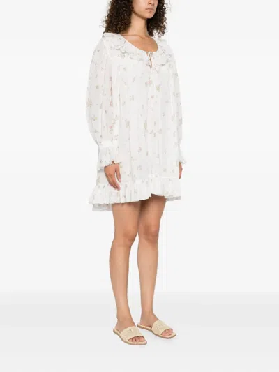 Chloé Floral-print Mini Dress In White