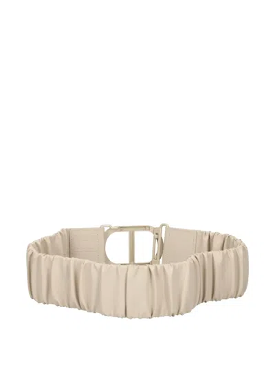 Twinset Pleated Buckle Belt In Neutral