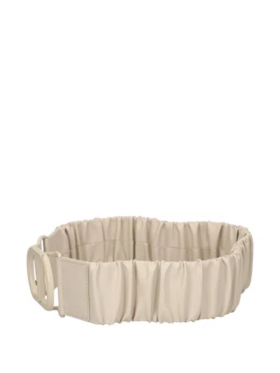 Twinset Pleated Buckle Belt In Neutral