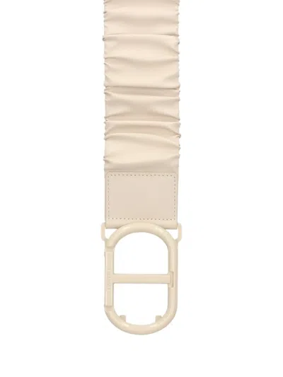 Twinset Pleated Buckle Belt In Neutral