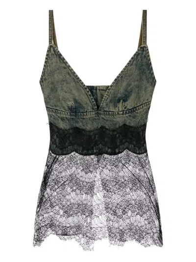 Giuseppe Di Morabito Denim Lace Top In Animal Print