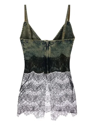 Giuseppe Di Morabito Denim Lace Top In Animal Print