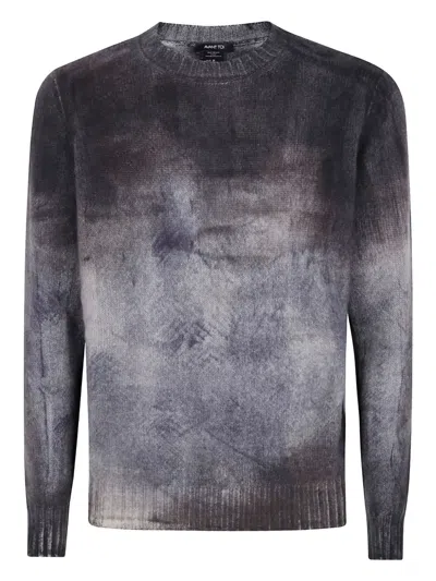 Avant Toi Murales Effect Cashmere Off Gauge Round Neck Pullover In Multi