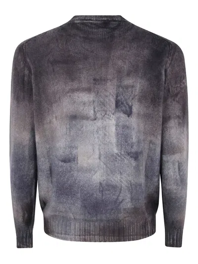 Avant Toi Murales Effect Cashmere Off Gauge Round Neck Pullover In Multi