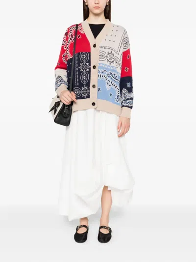 Weekend Max Mara Omens Baobab Printed Cotton-knit Cardigan Navy In Multi