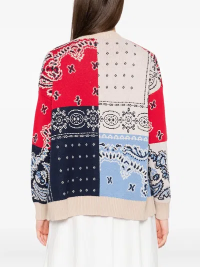 Weekend Max Mara Omens Baobab Printed Cotton-knit Cardigan Navy In Multi