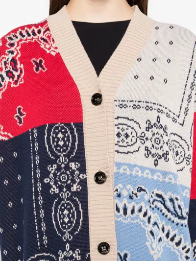 Weekend Max Mara Omens Baobab Printed Cotton-knit Cardigan Navy In Multi