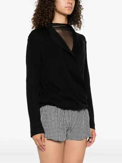 R13 Twisted Lapel Top In Black