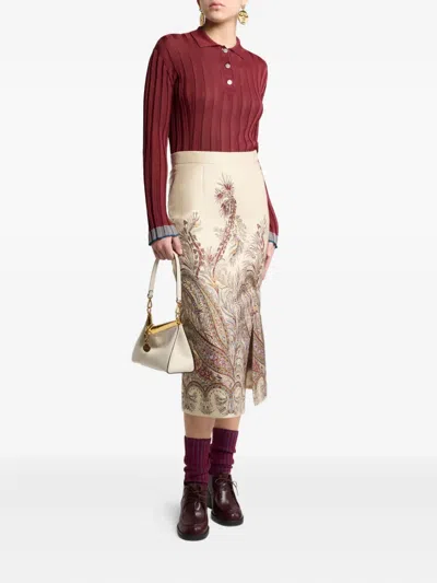Etro Paisley Jacquard Midi Skirt In Multi