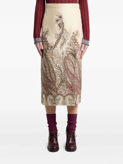 Etro Paisley Jacquard Midi Skirt In Multi