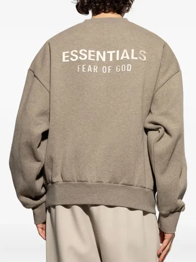 Essentials Mens Homestead Heather Classic Logo-embellished Crewneck Cotton-blend Sweatshirt In Brown
