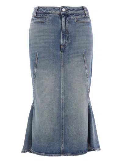 Alexander Mcqueen Denim Midi Skirt In Blue